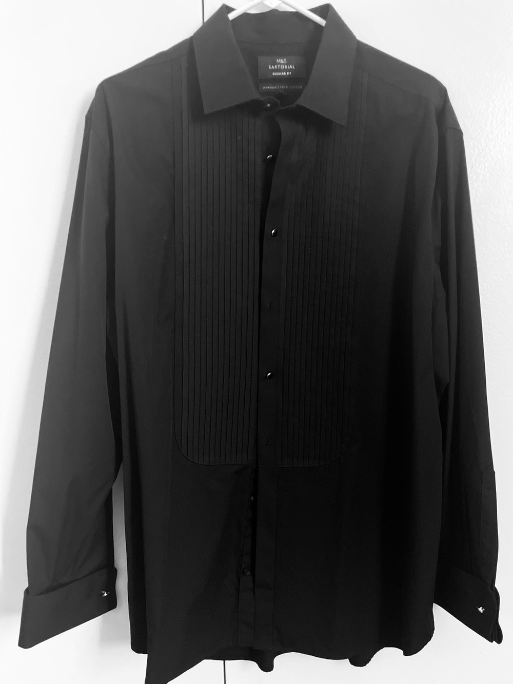M&S Sartorial Pleated Tuxedo Shirt
